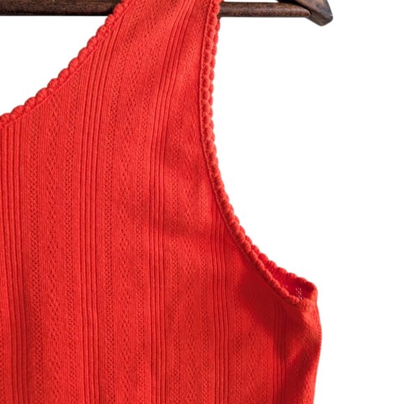 J. Crew Pointelle Tank Top Apertif Red Cotton Sleeveless Feminine Women's Large - Picture 7 of 10